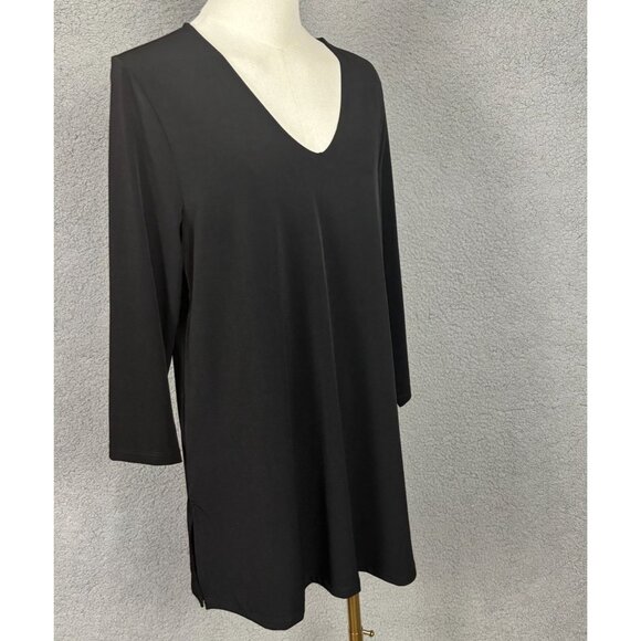 JM Collection Women's V-Neck Knit Blouse 3/4 Sleeve Black Medium NWT's. - Picture 3 of 8